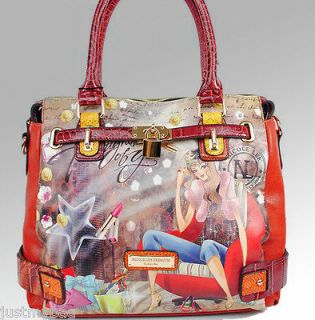 New Nicole Lee Thoughts of You Fashionista Print Padlock Bag, Multi