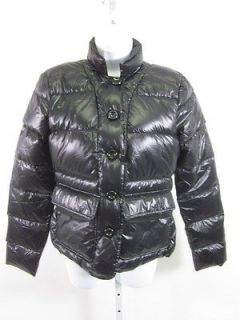 NWT SUSANA MONACO Shiny Black Down Long Sleeve Puffer Jacket Coat Sz 6