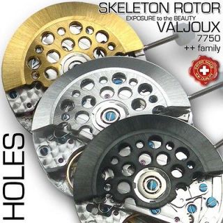 ROTOR SKELETON FOR MOVEMENT ETA VALJOUX 7750, HOLES DESIGN, GOLD