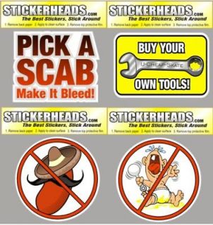 Set of 4 hard hat   TOOLS / SCAB decal stickers union