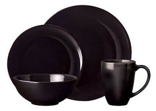 Simpliss 16 Piece Stoneware Dinnerware Set In Color Black Brand New