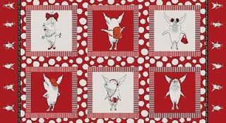 listed Original Collection Discontinued *OLIVIA* Pig Fabric PANEL RED