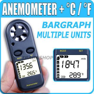 Anemometer Thermometer Air Wind Speed Velocity Flow Meter Bar Graph