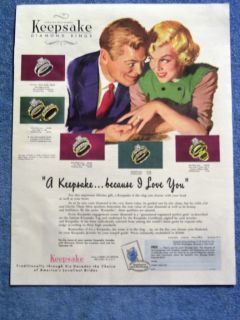 VINTAGE 1949 KEEPSAKE DIAMOND RINGS AD   ELEVEN EXAMPLES SHOWN