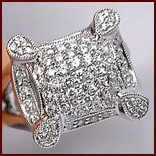 14K White Gold 1.55 ct SI G Diamond Womens Signet Cheap Ring Certified