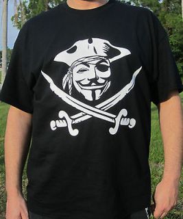 Anon Mask Pirate T shirt Anonymous Occupy Wall Street ANON 4Chan 9Gag