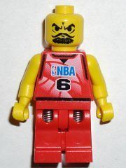NEW* Lego Minifig NBA Player #6 RED NBA 6 Spring Leg