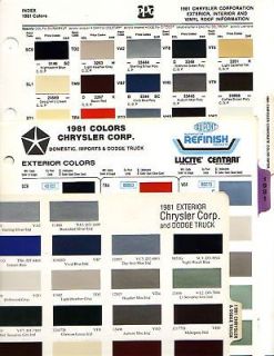 1981 CHRYSLER DODGE PLYMOUTH DODGE TRUCK PAINT CHIPS