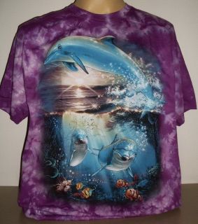 Dolphin Dolphins Tie Dye Look Fantasy T Shirt Size XL new purple