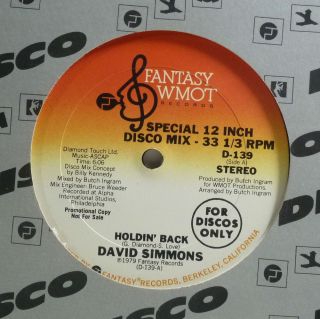 DAVID SIMMONS Holdin Back/Uh Oh I Did It Again 12 LP Demo Disco