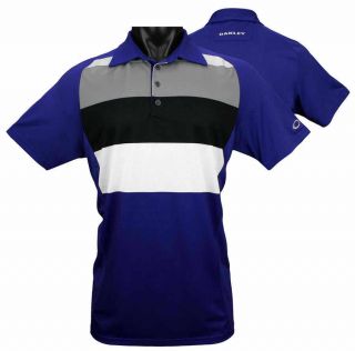 New 100% Authentic 2012 Oakley 4 Stripe Golf Polo Shirt Spectrum Blue