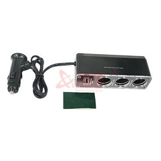 New Black 3 In 1 Car Cigarette Lighter w/ USB Power Port Dc Plug Auto