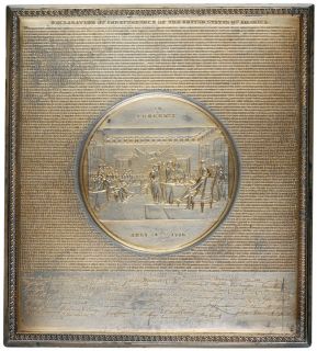 Metal Declaration of Independence Plaque1859