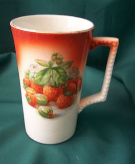 1900s Dresden China Pottery Company Cup or Mug with Strawberries and