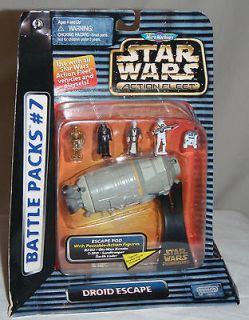 Battle Packs #7 Droid Escape w/Escape Pod, 5 figures and display stand