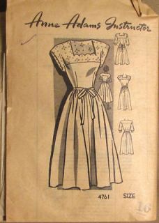 Newly listed 1950s Vtg Anne Adams Day Dress Pattern 4761 Size 16    t