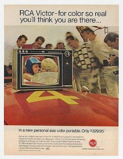 1967 RCA Victor Headliner Portable Color TV Race Car Ad