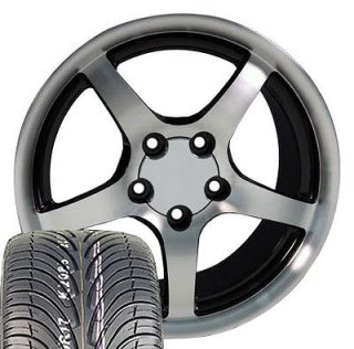 17x9.5 Black Corvette C5 Style Wheels and Tires Rims Fit Camaro