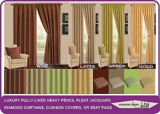 Thermal Luxury Woven Jacquard Pencil Pleat Lined Curtains  Versailles