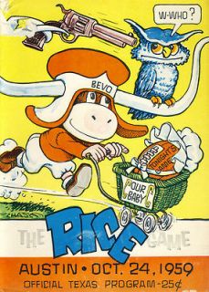 1959 Texas Longhorns v Rice Program Chase