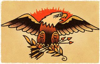 American Bald Eagle vintage Sailor Jerry Inspired Traditional Tattoo