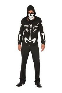 Dustin Bones Glow in the Dark Costume Zip Hoodie Mens Adult Skeleton