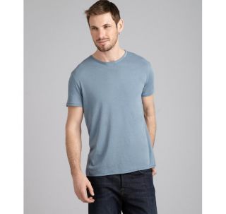 59 EDUN dusty blue organic cotton embroidered crewneck t shirt