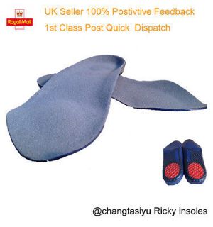 Orthotic Arch Support Cushioning 3/4 insoles Arthritis Pain flat