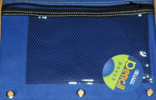 BLUE ZIPPER PENCIL CASE POUCH WITH THREE RING HOLDER NEW SCHOOL SUPPLY