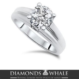 CARAT SI REAL ROUND BRILLIANT CUT DIAMOND ENGAGEMENT RING 14K WHITE
