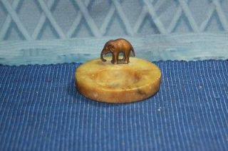 Vintage Marble Elephant Ashtray Pin Try Metal Elephant