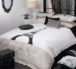 Newly listed Paris Eiffel Tower Black Queen Size Quilt Cover Set New