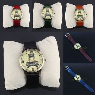 Imitation Leather Watch Band Eiffel Tower Dial Wristwatch 6 Colors