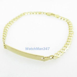Mens 10K Solid Yellow Gold curb link id bracelet