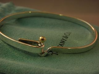 Tiffany&co sterling silver &18k yellow gold hook&eye bangle ,MINT MINT