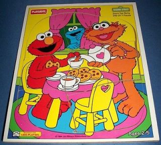 Sesame Street Tray Puzzle Zoe Tea Party Elmo Cookie Monster Wooden
