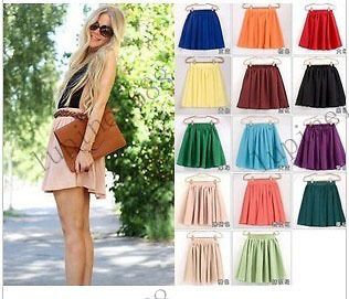 New High Waist Pleated Double Layer Chiffon Short Shirred Skirts Mini