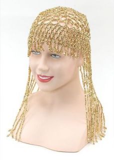 Flapper Cleopatra Egyptian Queen Gold Beaded Headdress Fancy Dress