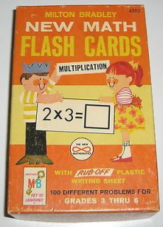 Vintage 1965 Milton Bradley Multiplication Math Flash Cards Grades 3 6