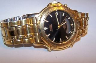 Gold Elgin Sportsman Black Dial Wrist Watch Standard & Digital Readout