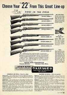 1949 Ad .22 Stevens Savage Rifle Bolt Action Gun Firearm Hunting