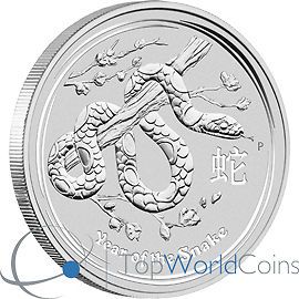 Australia 2013 1/2$ Year of the Snake Bullion 1/2 oz UNC Silver Coin