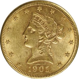 US 1905S Ten Dollars Eagle Liberty Head Gold Coin   gEF