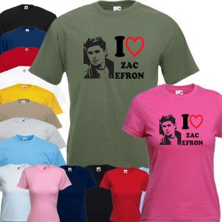 Love Zac Efron Vinyl Print T Shirt  All Sizes & Colours Mens