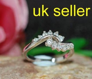 Newly listed created tiny diamond crossover WhiteGP ring size N 7