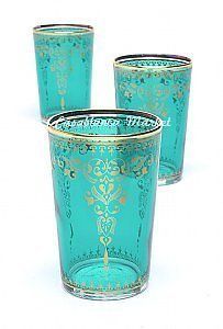 Morocco Moroccan Morjana Aquamarine Tea Glasses (Set of 6) (TTC0003AQM