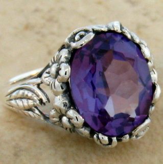 CT. COLOR CHANGING ALEXANDRITE ANTIQUE DESIGN .925 SILVER RING SIZE