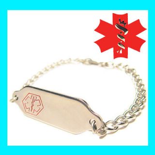 Medical Alert ID Tag Charm Bracelet Jewelry ENGRAVED i8 BS4