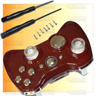 Xbox 360 Wireless Controller Shell Case Button Glossy Brown Silver