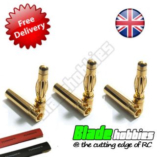 PAIR Of RC 4mm Gold Bullet Connector INC Heat Shrink Li po Battery